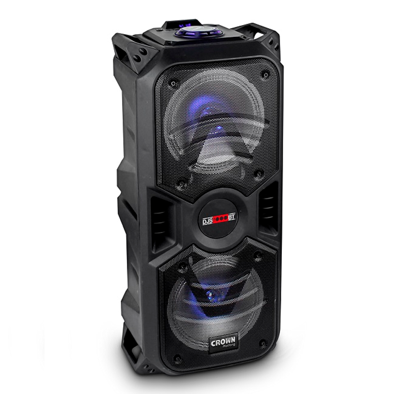Parlante Bluetooth Crown Mustang DJS-1000BT 10" con Luces LED, Control Remoto y Batería