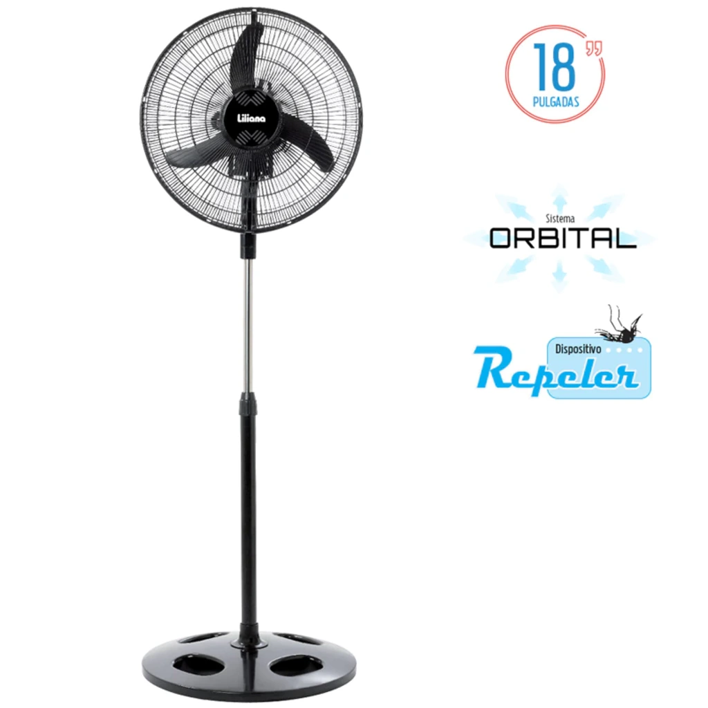 Ventilador de Pie Liliana 18" 75W Orbital con Repelente VPRN18