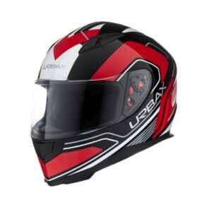 Casco Urbax 911 FF313 Genesis rojo y negro – tres cuartos frontal